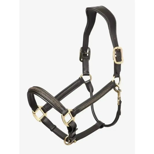Lemieux Leather Crystal Headcollar Brown-Leather Headcollars-Lemieux-Cob-Brown-Horsey Shopping
