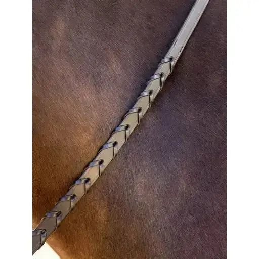 Lemieux Leather Laced Reins Black/ Silver-Laced Reins-Lemieux-Pony-Black/Silver-Horsey Shopping