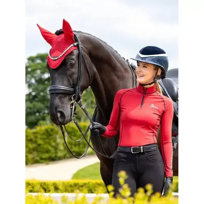 Lemieux Loire Fly Hood Chilli-Horse Ear Bonnets-Lemieux-Medium-Chilli-Horsey Shopping