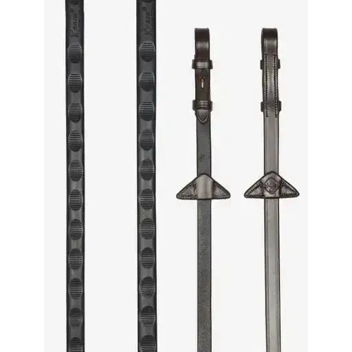 Lemieux Magna Grip Rubber Reins Havana/ Brass-Rubber Reins-Lemieux-Pony-Havana/Brass-Horsey Shopping