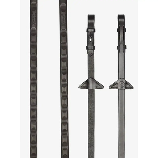 Lemieux Magna Grip Rubber Reins Havana/ Silver-Rubber Reins-Lemieux-Cob-Havana/Silver-Horsey Shopping