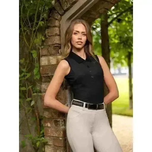 Lemieux Marissa Sleeveless Polo Black-Polo Shirts-Lemieux-Black-UK 6-Horsey Shopping