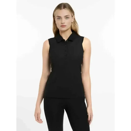 Lemieux Marissa Sleeveless Polo Black-Polo Shirts-Lemieux-Black-UK 6-Horsey Shopping