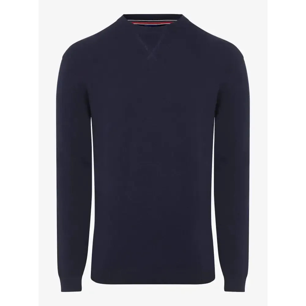 Lemieux Mens Knitted Round Neck Jumper Navy-Jumpers-Lemieux-X Small-Horsey Shopping