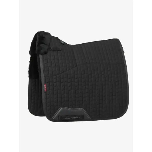 Lemieux Merino+ Half Lined Dressage Square Black/Black-Dressage Saddle Pads-Lemieux-Medium-Black/Black-Horsey Shopping