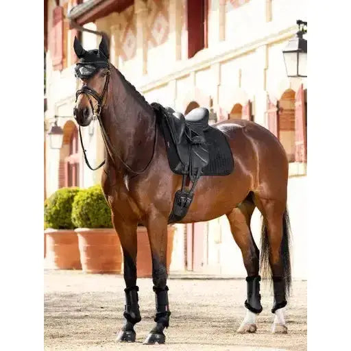 Lemieux Merino+ Half Lined Suede Dressage Square Black/Black-Dressage Saddle Pads-Lemieux-Medium-Black/Black-Horsey Shopping