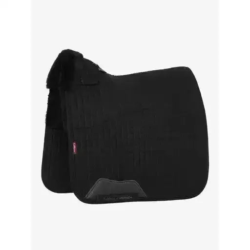 Lemieux Merino+ Half Lined Suede Dressage Square Black/Black-Dressage Saddle Pads-Lemieux-Medium-Black/Black-Horsey Shopping