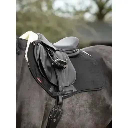 Lemieux Merino+ Half Lined Suede EuroJump Square Black/Natural-Saddle Pads-Lemieux-Medium-Black/Natural-Horsey Shopping