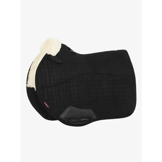 Lemieux Merino+ Half Lined Suede EuroJump Square Black/Natural-Saddle Pads-Lemieux-Medium-Black/Natural-Horsey Shopping