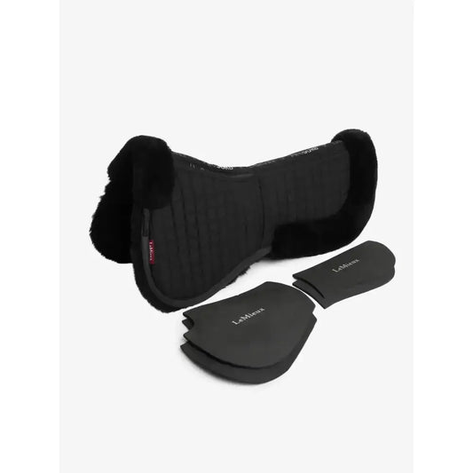Lemieux Merino+ ProSorb 2 Pocket Half Pad Black/Black-Corrective Saddle Pads-Lemieux-Medium-Black/Black-Horsey Shopping