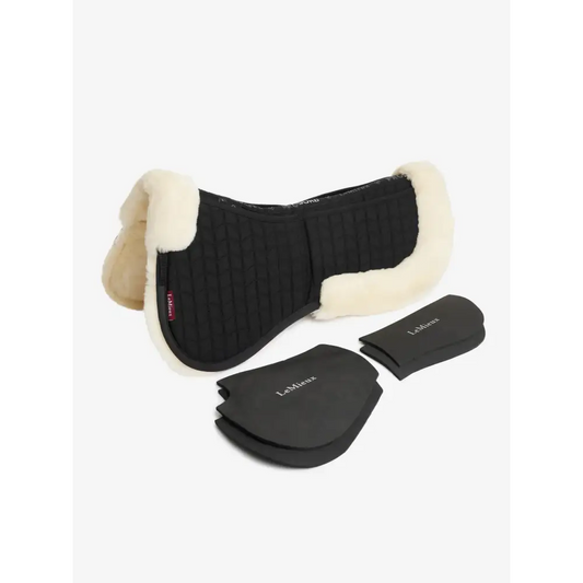 Lemieux Merino+ ProSorb 2 Pocket Half Pad Black/Natural-Corrective Saddle Pads-Lemieux-Medium-Black/Natural-Horsey Shopping