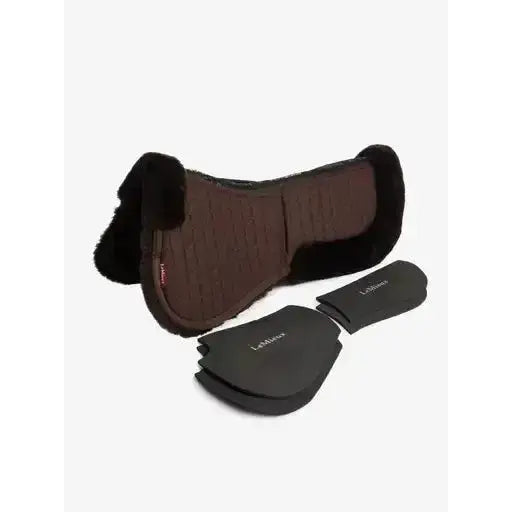 Lemieux Merino+ ProSorb 2 Pocket Half Pad Brown/Brown-Corrective Saddle Pads-Lemieux-Medium-Brown/Brown-Horsey Shopping