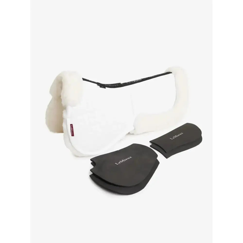 Lemieux Merino+ ProSorb 2 Pocket Half Pad White/White-Corrective Saddle Pads-Lemieux-Medium-White/White-Horsey Shopping