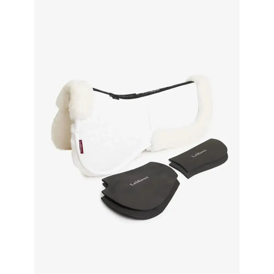 Lemieux Merino+ ProSorb 2 Pocket Half Pad White/White-Corrective Saddle Pads-Lemieux-Medium-White/White-Horsey Shopping