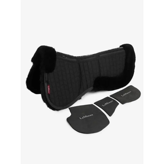 Lemieux Merino+ ProSorb 3 Pocket Half Pad Black/Black-Corrective Saddle Pads-Lemieux-Medium-Black/Black-Horsey Shopping