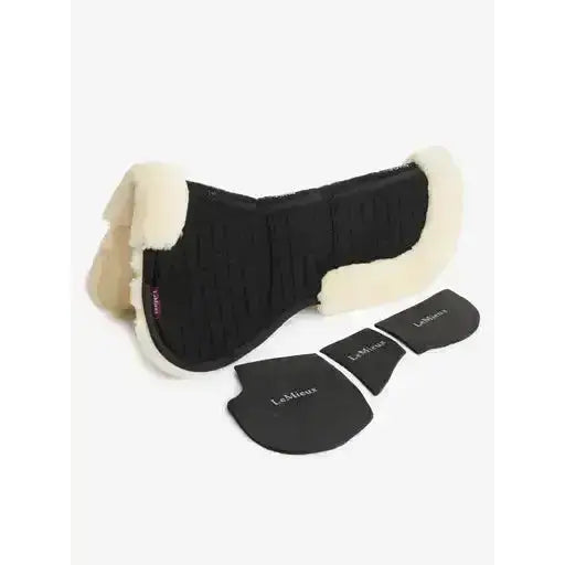 Lemieux Merino+ ProSorb 3 Pocket Half Pad Black/Natural-Corrective Saddle Pads-Lemieux-Medium-Black/Natural-Horsey Shopping