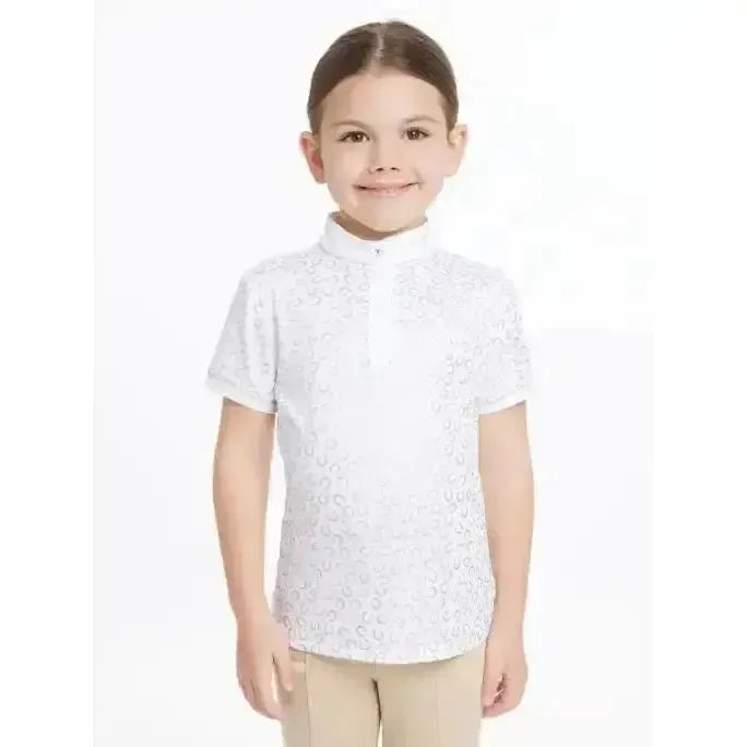 Lemieux Mini Bella Show Shirt White/Horseshoes-Show Shirts-Lemieux-White/Horseshoes-5-6 years-Horsey Shopping