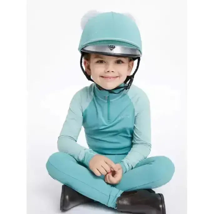 Lemieux Mini Double Pom Hat Silk Lagoon-Hat Silks-Lemieux-Lagoon-One Size-Horsey Shopping