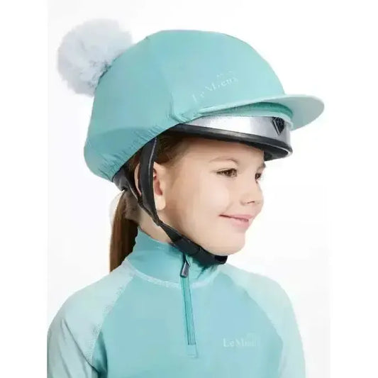 Lemieux Mini Double Pom Hat Silk Lagoon-Hat Silks-Lemieux-Lagoon-One Size-Horsey Shopping
