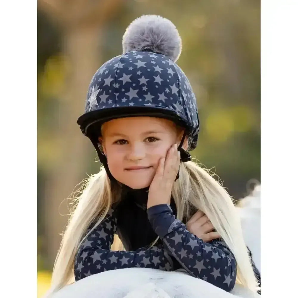 Lemieux Mini Reflective Pom Hat Silk-Hat Silks-Lemieux-Indigo-Horsey Shopping