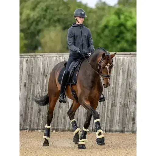 Lemieux Motionflex Dressage Boot with Fleece Edge Black/Natural-Brushing Boots-Lemieux-Medium-Black/Natural-Horsey Shopping