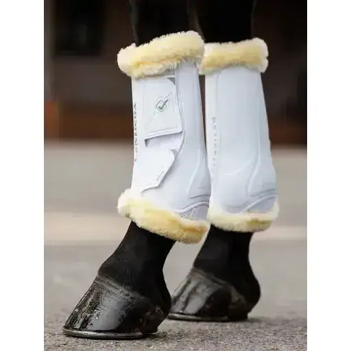 Lemieux Motionflex Dressage Boot with Fleece Edge White/Natural-Brushing Boots-Lemieux-Medium-White/Natural-Horsey Shopping