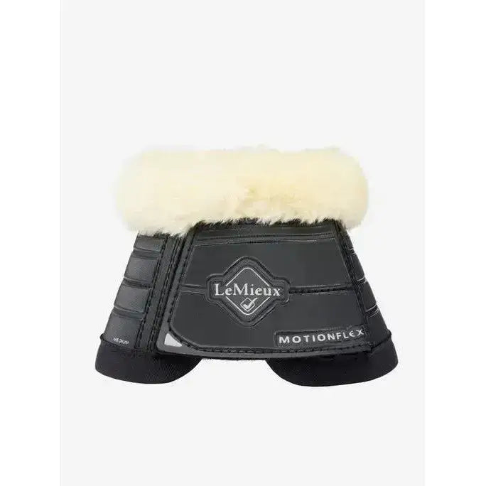 Lemieux Motionflex Over Reach Boot with Fleece Edge Black/Natural-Over Reach Boots-Lemieux-Small-Black/Natural-Horsey Shopping