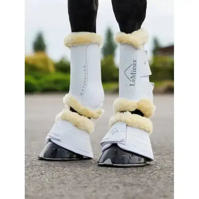 Lemieux Motionflex Over Reach Boot with Fleece Edge White/Natural-Over Reach Boots-Lemieux-Small-White/Natural-Horsey Shopping