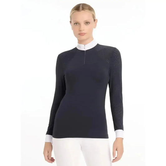 LeMieux Olivia Long Sleeve Show Shirt Navy UK 6 Navy Show Shirts