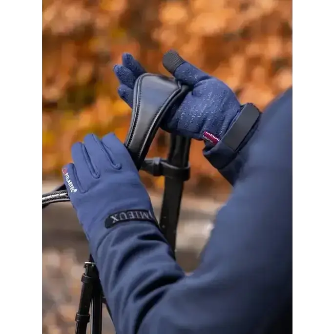 Lemieux Polartec Glove Navy-Riding Gloves-Lemieux-Medium-Navy-Horsey Shopping