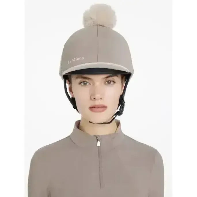 Lemieux Pom Hat Silk Pecan/Stone-Hat Silks-Lemieux-Pecan/Stone-One Size-Horsey Shopping