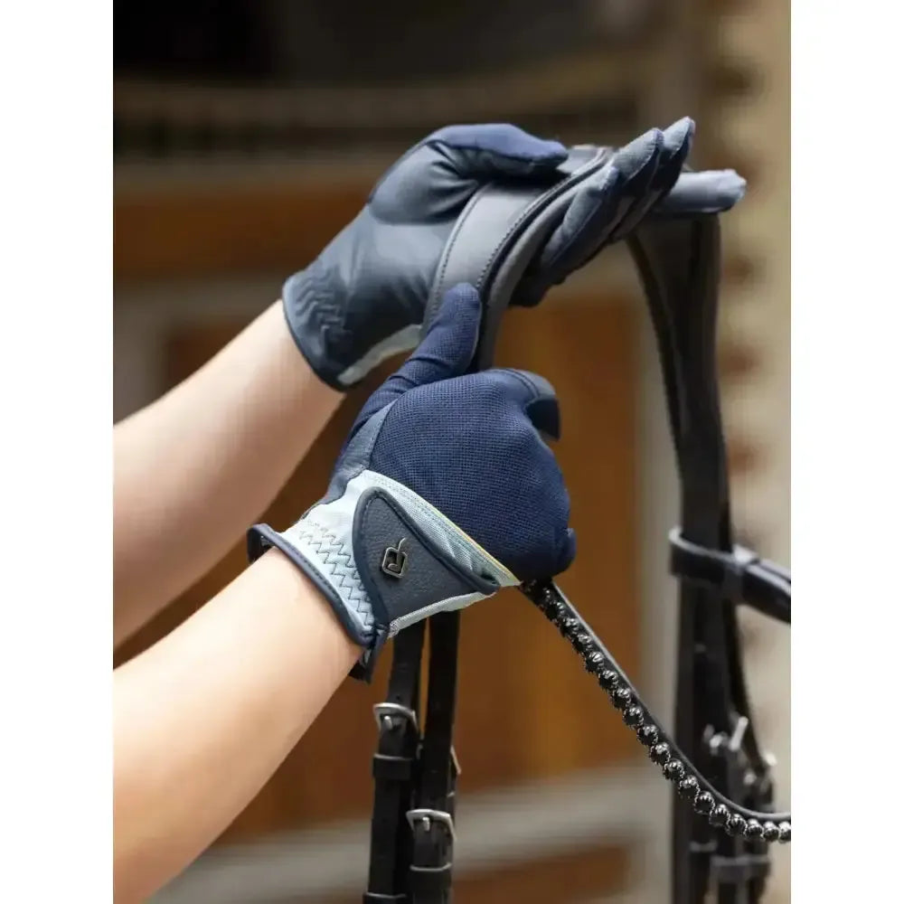 Lemieux Pro Mesh Gloves Navy/Aqua-Riding Gloves-Lemieux-Navy/Aqua-7.5-Horsey Shopping