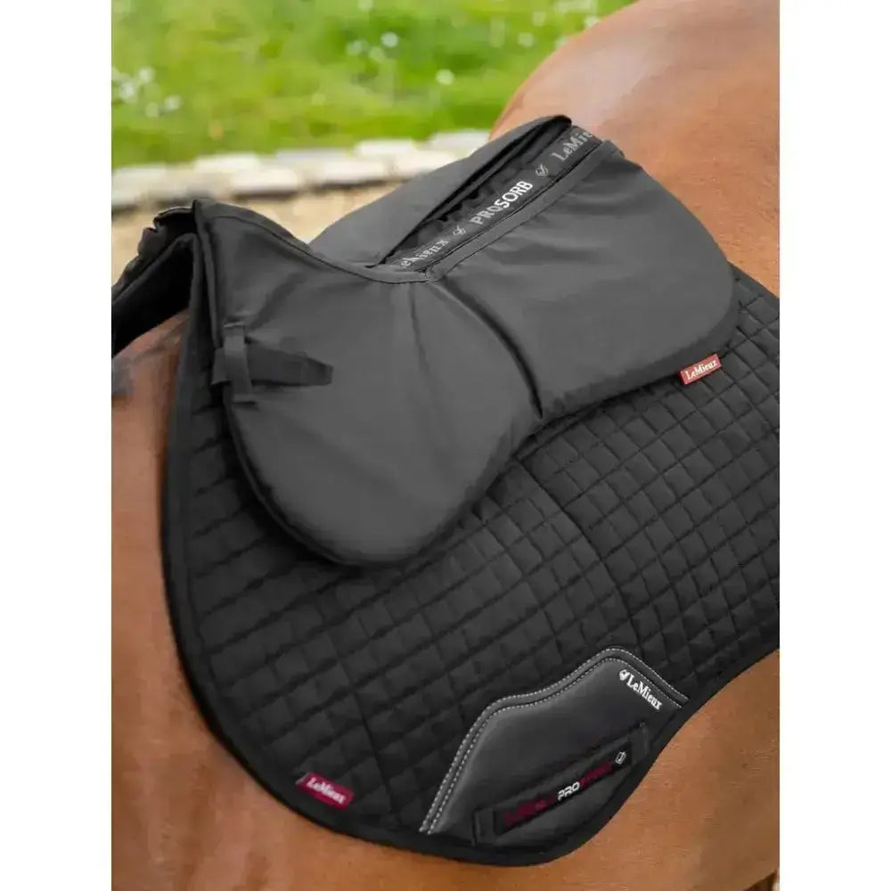 Lemieux ProSorb Plain 2 Pocket Half Pad Black-Corrective Saddle Pads-Lemieux-Medium-Black-Horsey Shopping