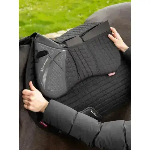 Lemieux ProSorb Plain 3 Pocket Quilted Half Pad Black-Corrective Saddle Pads-Lemieux-Medium-Black-Horsey Shopping