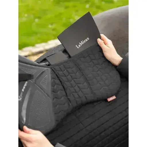 Lemieux ProSorb Plain 3 Pocket Quilted Half Pad Black-Corrective Saddle Pads-Lemieux-Medium-Black-Horsey Shopping