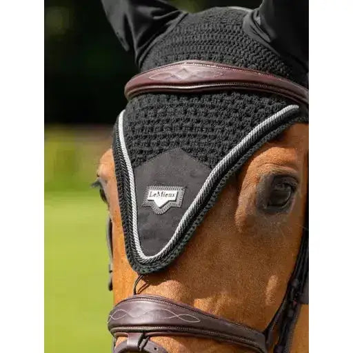 Lemieux Puissance Fly Hood Black-Horse Ear Bonnets-Lemieux-Medium-Black-Horsey Shopping