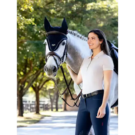 Lemieux Puissance Fly Hood Navy-Horse Ear Bonnets-Lemieux-Navy-Medium-Horsey Shopping
