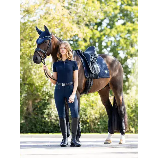 Lemieux Puissance Suede Dressage Pad Navy-Dressage Saddle Pads-Lemieux-Navy-Small/Medium-Horsey Shopping