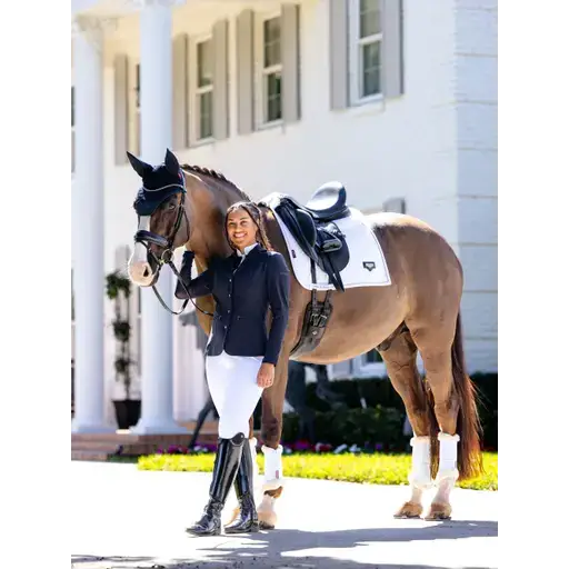 Lemieux Puissance Suede Dressage Pad White-Dressage Saddle Pads-Lemieux-White-Small/Medium-Horsey Shopping