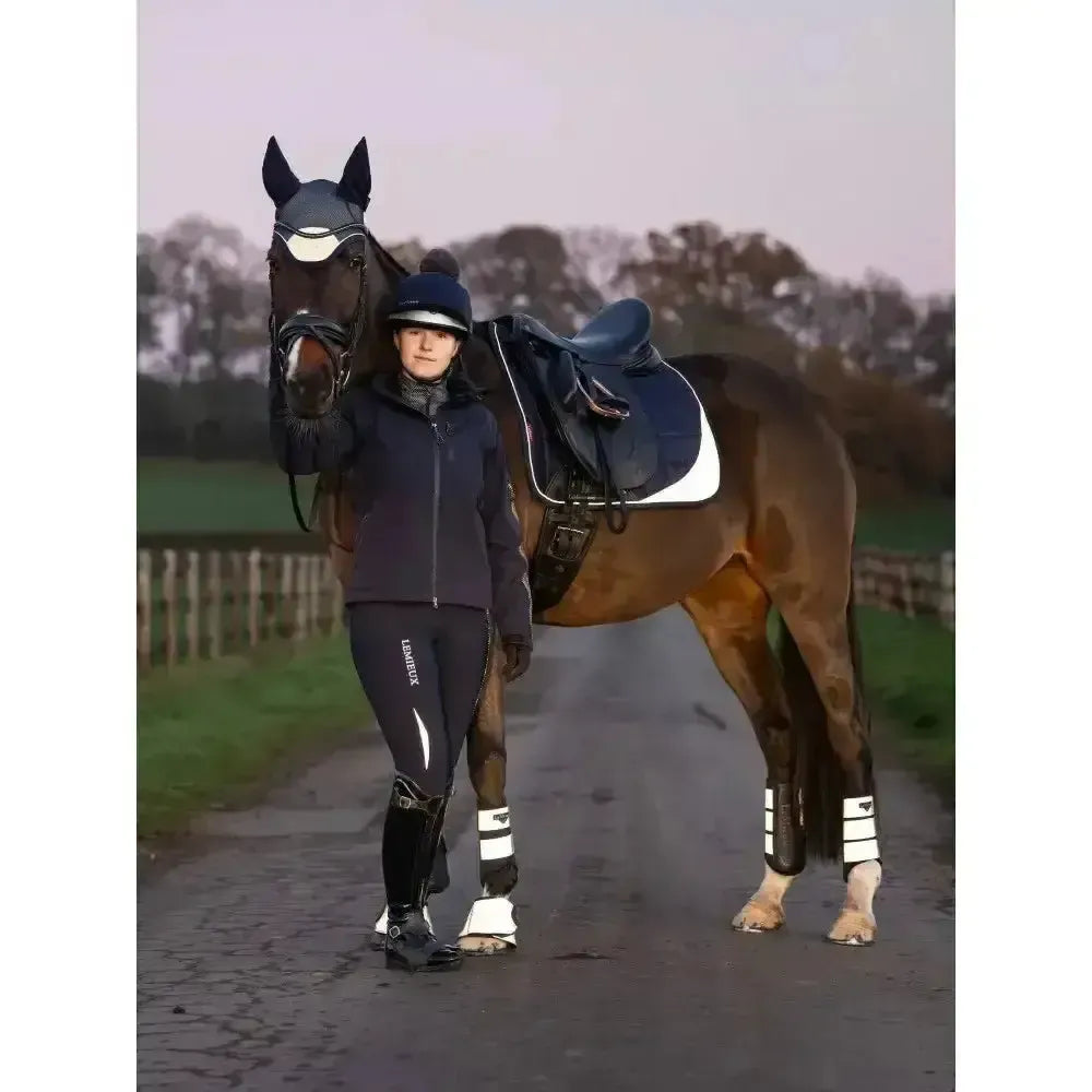 Lemieux Reflective Suede Dressage Square-Dressage Saddle Pads-Lemieux-Navy-S/M-Horsey Shopping