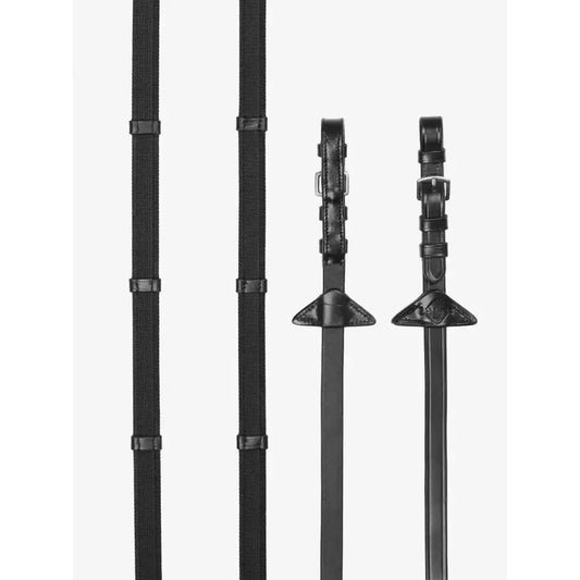 Lemieux Rubber Grip Continental Reins Black/Silver-Continental Reins-Lemieux-Pony-Black/Silver-Horsey Shopping