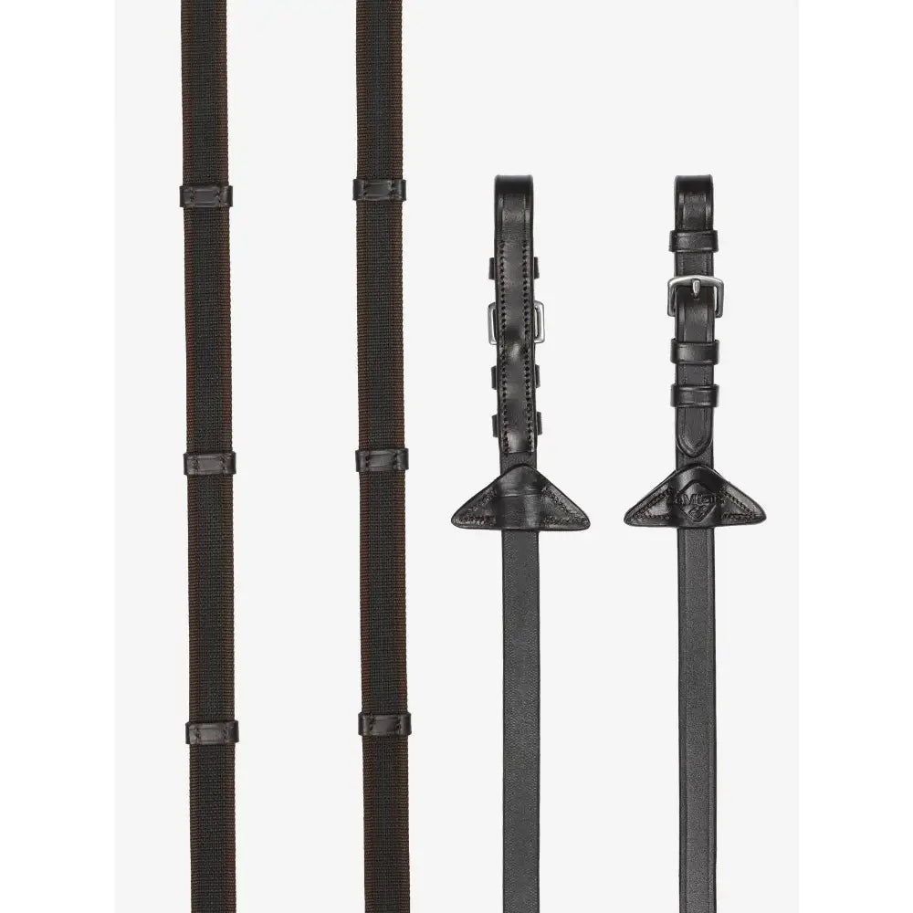 Lemieux Rubber Grip Continental Reins Brown/Silver-Continental Reins-Lemieux-Pony-Brown/Silver-Horsey Shopping