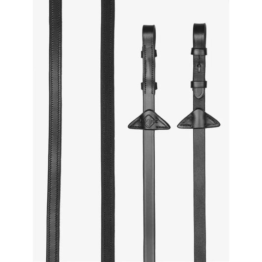Lemieux Rubber Half lined Reins Black/Silver-Half Rubber Reins-Lemieux-Pony-Black/Silver-Horsey Shopping