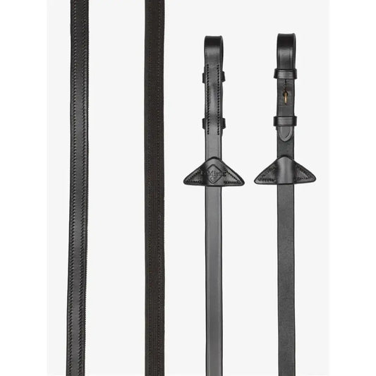 Lemieux Rubber Half lined Reins Brown/Brass-Half Rubber Reins-Lemieux-Pony-Brown/Brass-Horsey Shopping