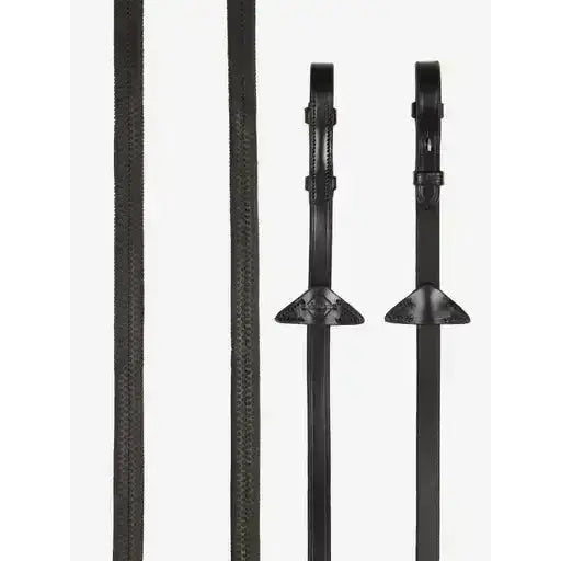 Lemieux Rubber Reins Brown/Silver-Rubber Reins-Lemieux-Pony-Brown/Silver-Horsey Shopping