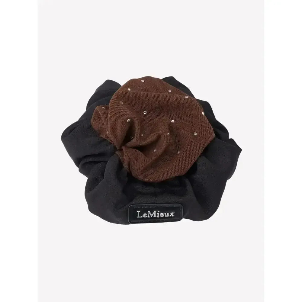 Lemieux Scrunchie with Crystal Hair Net Black/Brown-Hair Scrunchies-Lemieux-Black/Brown-One Size-Horsey Shopping