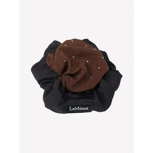 Lemieux Scrunchie with Crystal Hair Net Black/Brown-Hair Scrunchies-Lemieux-Black/Brown-One Size-Horsey Shopping