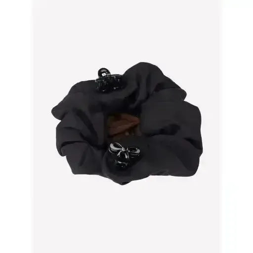 Lemieux Scrunchie with Crystal Hair Net Black/Brown-Hair Scrunchies-Lemieux-Black/Brown-One Size-Horsey Shopping