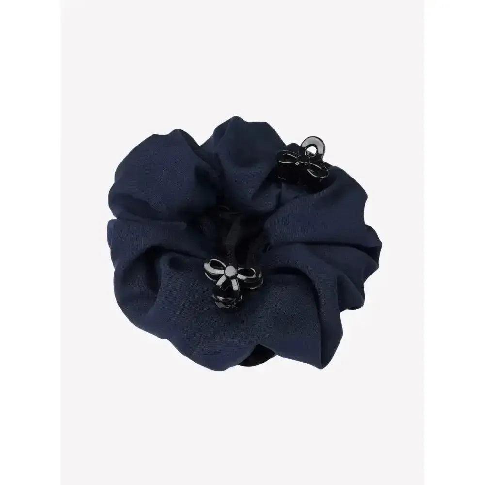 Lemieux Scrunchie with Crystal Hair Net Navy/Black-Hair Scrunchies-Lemieux-Navy/Black-One Size-Horsey Shopping
