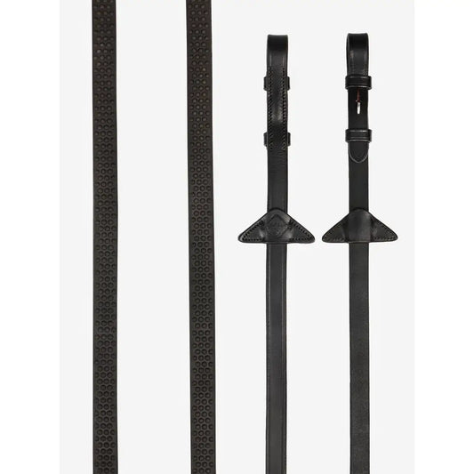 Lemieux Soft Rubber Reins Brown/Silver-Rubber Reins-Lemieux-Pony-Brown/Silver-Horsey Shopping